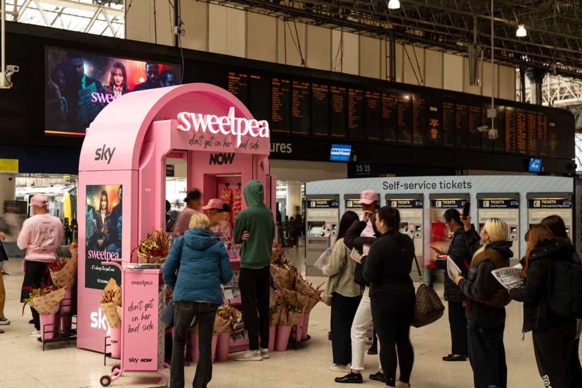 Sky Sweetpea Kiosk at Waterloo campaign photograph 2