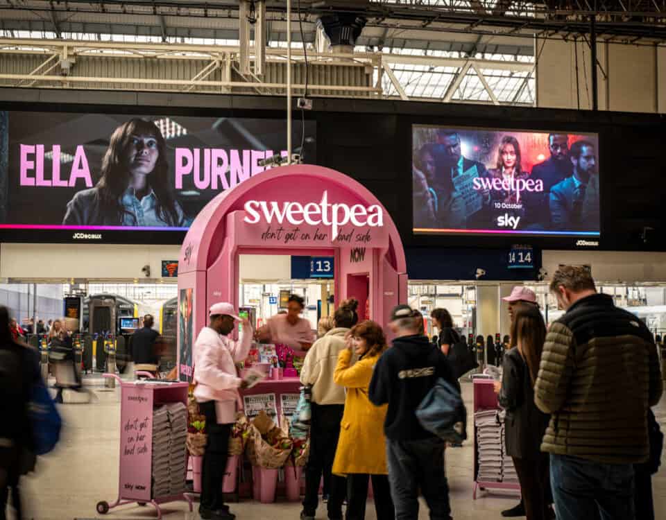 Sky Sweetpea Kiosk at Waterloo campaign photograph 5